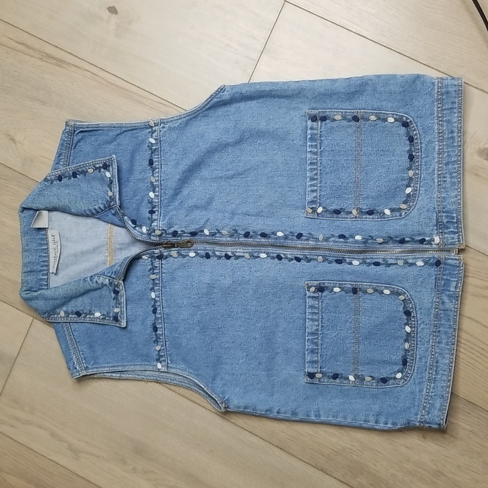 Northern Isles Women's embellished boho denim full zip vest